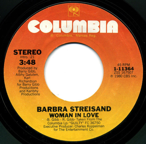 Barbra Streisand - Woman In Love Vinyl Singles Vinyl Very Good (VG) <br> Hoes Generic