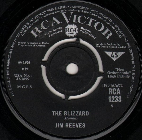 Jim Reeves - The Blizzard Vinyl Singles Vinyl Goed / Hoes Generic