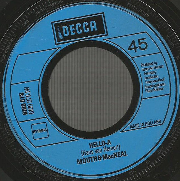 Mouth & MacNeal - Hello-A Vinyl Singles Vinyl Very Good (VG) <br> Hoes Generic