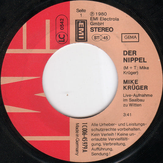Mike Krüger - Der Nippel Vinyl Singles Vinyl Zeer Goed / Hoesje Generic "VINYLSINGLES.NL"