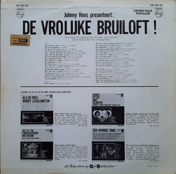 Various - De Vrolijke Bruiloft (LP) Vinyl LP Vinyl Very Good (VG) <br> Hoes Good Plus (G+)