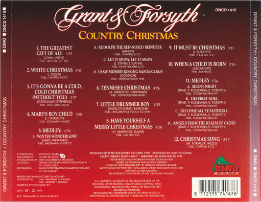 Grant & Forsyth - Country Christmas (CD) Compact Disc Goede Staat "VINYLSINGLES.NL"