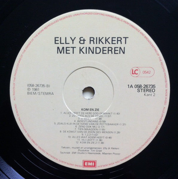 Elly & Rikkert - Kom En Zie (LP) 50025 Vinyl LP Goede Staat