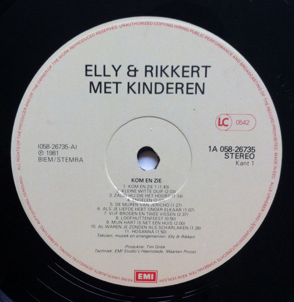 Elly & Rikkert - Kom En Zie (LP) 50025 Vinyl LP VINYLSINGLES.NL