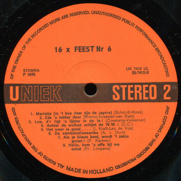 Various - 16 x Feest 6 (LP) 43579 Vinyl LP VINYLSINGELS.NL