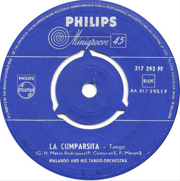 Malando And His Tango Orchestra - La Cumparsita 19877 Vinyl Singles Goede Staat