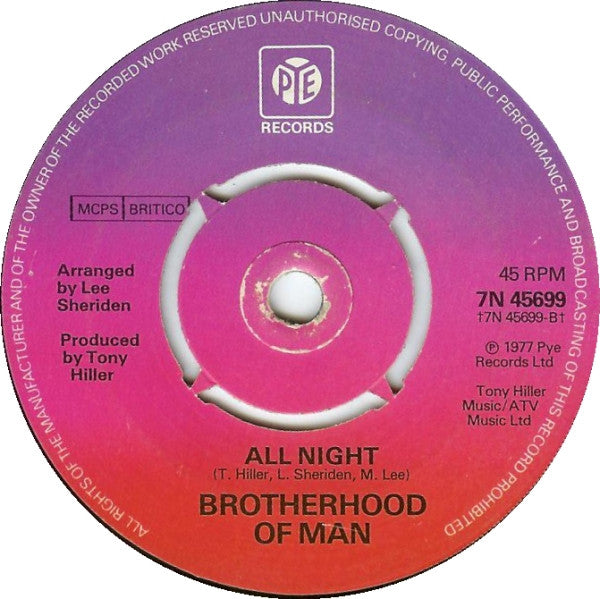 Brotherhood Of Man - Angelo Vinyl Singles Vinyl (VG) <br> Hoes Generic