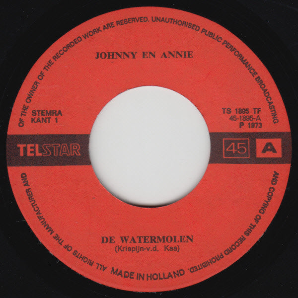 Johnny Hoes & Annie de Reuver - Watermolen Vinyl Singles Vinyl Goed / Hoes Generic