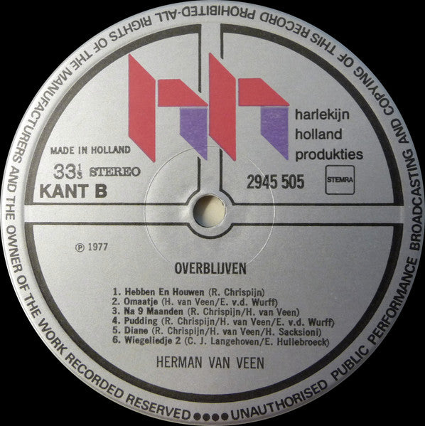 Herman van Veen - Overblijven (LP) Vinyl LP Dubbel Vinyl Very Good (VG) <br> Hoes Good Plus (G+)
