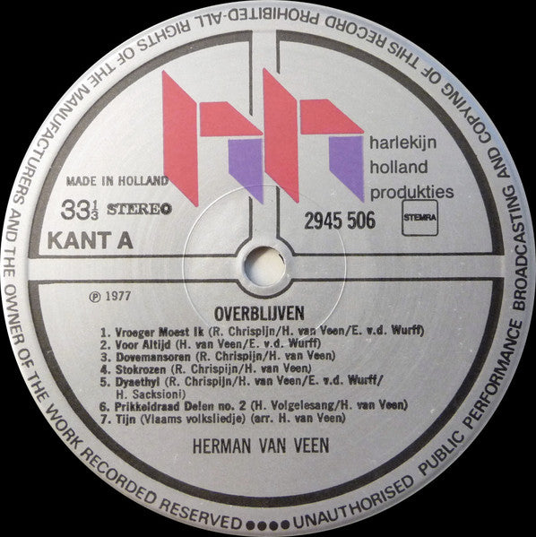 Herman van Veen - Overblijven (LP) Vinyl LP Dubbel Vinyl Very Good (VG) <br> Hoes Good Plus (G+)