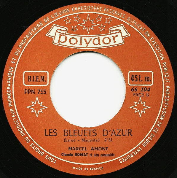 Marcel Amont - Bleu, Blanc, Blond Vinyl Singles Vinyl Very Good (VG) <br> Hoes Generic