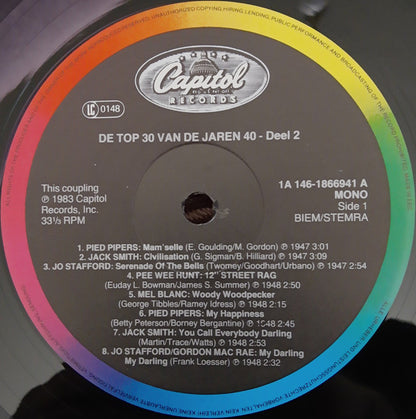 Various - Top 30 Van De Jaren 40 (LP) Vinyl LP Dubbel Vinyl Very Good (VG) <br> Hoes Good Plus (G+)