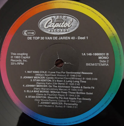 Various - Top 30 Van De Jaren 40 (LP) Vinyl LP Dubbel Vinyl Very Good (VG) <br> Hoes Good Plus (G+)