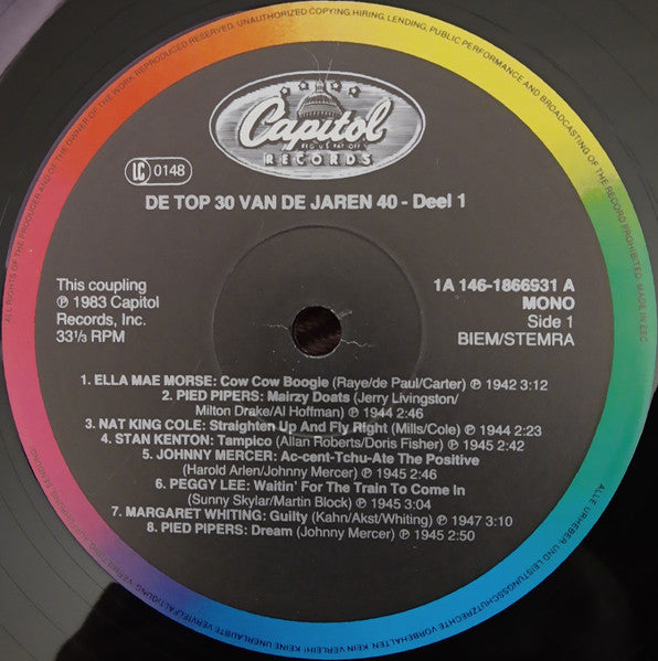 Various - Top 30 Van De Jaren 40 (LP) Vinyl LP Dubbel Vinyl Very Good (VG) <br> Hoes Good Plus (G+)