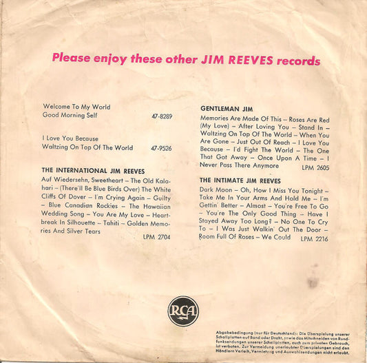 Jim Reeves – There's A Heartache Following Me Vinyl Singles Vinyl Zeer Goed / Hoesje Goed "VINYLSINGLES.NL"