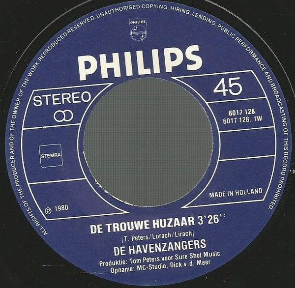 Havenzangers - De Trouwe Huzaar 39250 Vinyl Singles Hoes: Generic