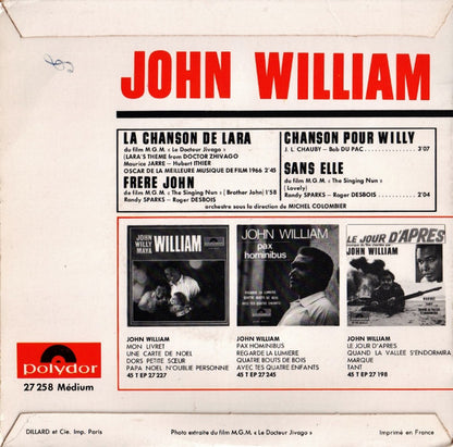 John William - La Chanson De Lara Vinyl Singles EP Vinyl Zeer Goed / Hoesje Goed "VINYLSINGLES.NL"