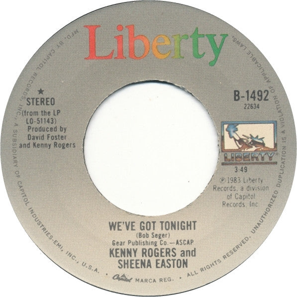 Kenny Rogers - We've Got Tonight Vinyl Singles Vinyl (VG) <br> Hoes Generic