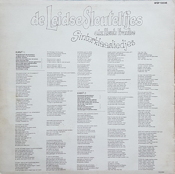 Leidse Sleuteltjes - Sinterklaasliedjes (LP) Vinyl LP Vinyl Very Good (VG) <br> Hoes Good Plus (G+)