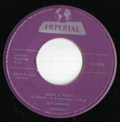 Fats Domino - What A Party Vinyl Singles Vinyl Very Good (VG) <br> Hoes Generic
