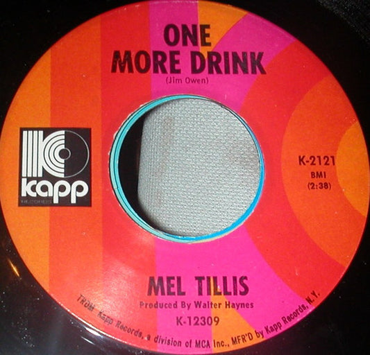 Mel Tillis - One More Drink Vinyl Singles Vinyl Zeer Goed / Hoesje Generic "VINYLSINGLES.NL"