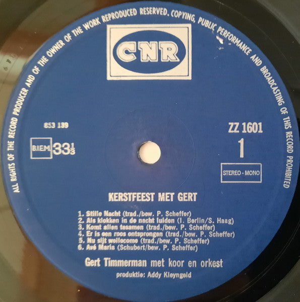 Gert Timmerman - Kerstfeest Met Gert (LP) Vinyl LP Vinyl Very Good (VG) <br> Hoes Good Plus (G+)
