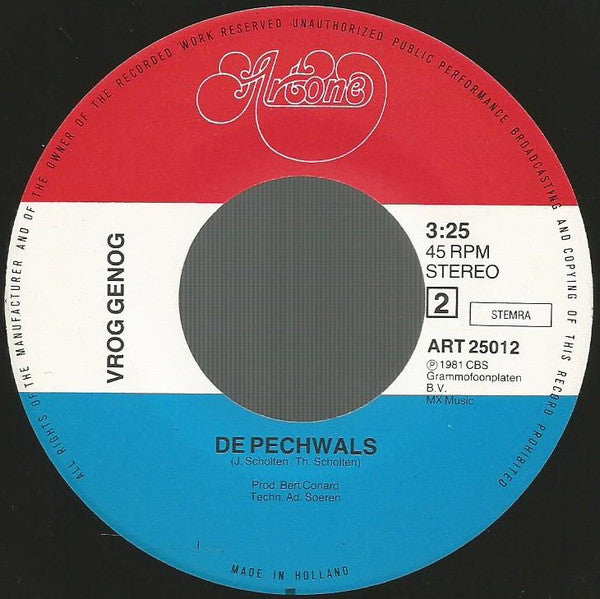 Vrog Genog - Ik Zal Ow Vanaovend Wel Kriegen Vinyl Singles Vinyl Very Good (VG) <br> Hoes Generic