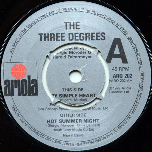 Three Degrees - My Simple Heart 17681 Vinyl Singles VINYLSINGLES.NL