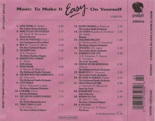 Various - Music To Make It Easy On Yourself (CD) Compact Disc Goede Staat "VINYLSINGLES.NL"
