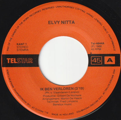 Elvy Nitta - Ik Ben Verloren Vinyl Singles Vinyl Very Good (VG) <br> Hoes Generic