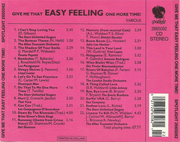 Various - Give Me That Easy Feeling One More Time (CD) Compact Disc Goede Staat
