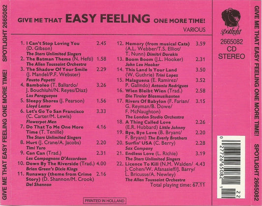 Various - Give Me That Easy Feeling One More Time (CD) Compact Disc Goede Staat "VINYLSINGLES.NL"