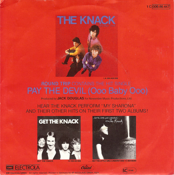 Knack - Pay The Devil (Ooo Baby Ooo) Vinyl Singles Vinyl Very Good (VG) <br> Hoes Good Plus (G+)