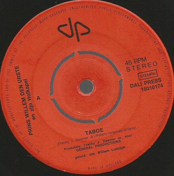 Prins Willem Den Urste - Taboe