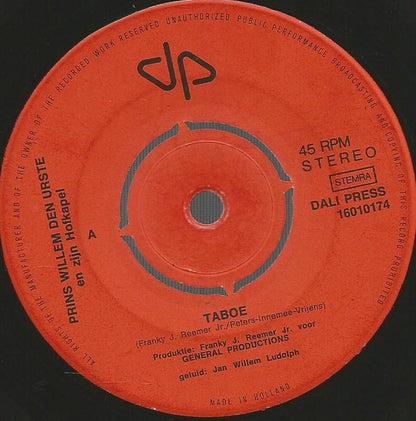 Prins Willem Den Urste - Taboe