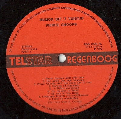 Pierre Cnoops - Humor Uit 't Vuistje (LP) Vinyl LP Vinyl Zeer Goed / Hoesje Goed "VINYLSINGLES.NL"
