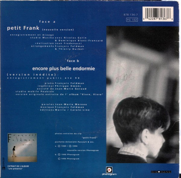 François Feldman - Petit Frank Vinyl Singles Vinyl Very Good (VG) <br> Hoes Good Plus (G+)