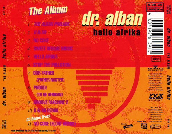 Dr. Alban - Hello Afrika (The Album) (CD) Compact Disc Goede Staat