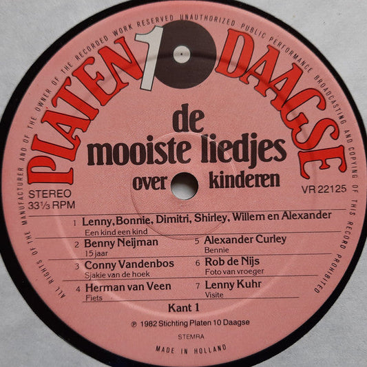 Various - De Mooiste Liedjes Over Kinderen (LP) Vinyl LP Vinyl Zeer Goed / Hoesje Goed "VINYLSINGLES.NL"