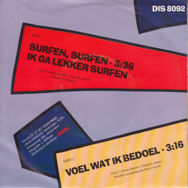 Tol Hansse - Surfen, Surfen. Ik Ga Lekker Surfen 33153 Vinyl Singles Goede Staat