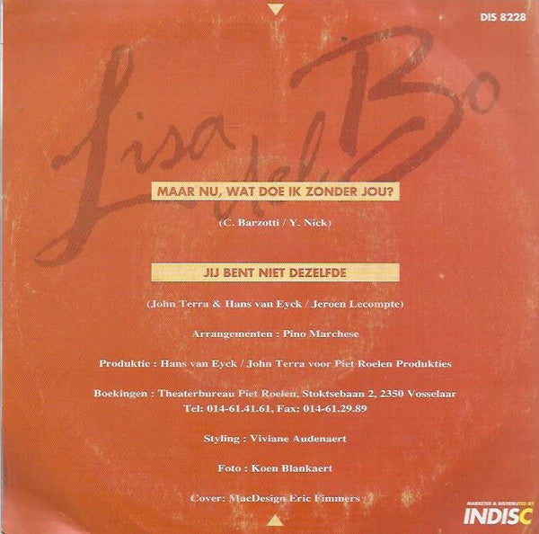 Lisa Del Bo - Maar Nu, Wat Doe Ik Zonder Jou Vinyl Singles Vinyl Goed / Hoes Tekst