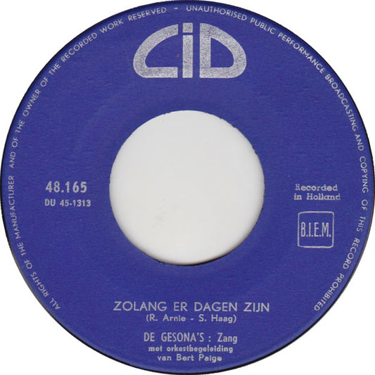 Gesona's - Zolang Er Dagen Zijn Vinyl Singles Vinyl Very Good (VG) <br> Hoes Good Plus (G+)