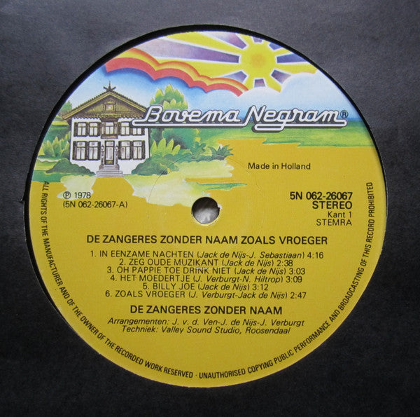 Zangeres Zonder Naam - Zoals Vroeger (LP)