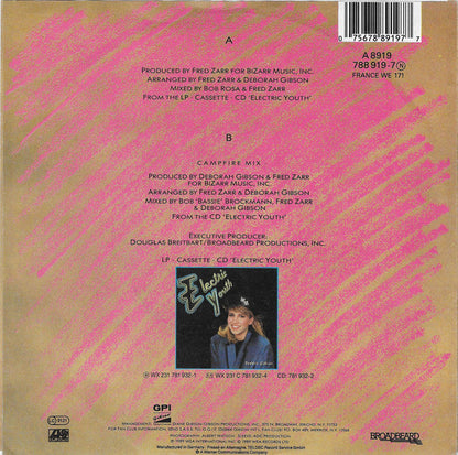 Debbie Gibson - Electric Youth Vinyl Singles Vinyl Goed / Hoes Sticker