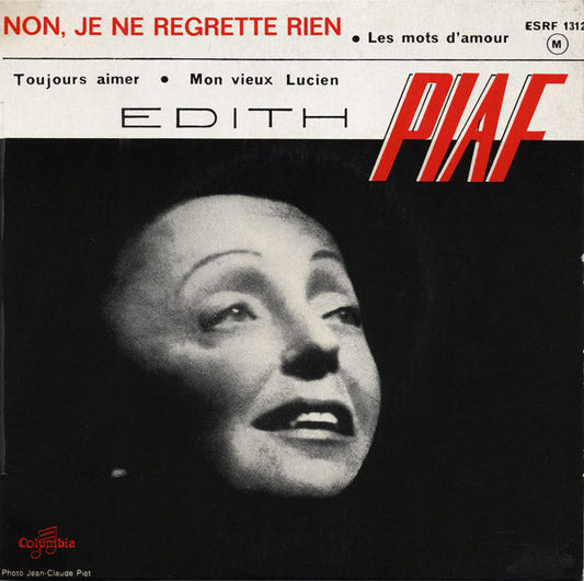 Edith Piaf - Non, Je Ne Regrette Rien Vinyl Singles EP Vinyl Very Good (VG) <br> Hoes Good Plus (G+)