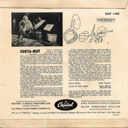 Billy May And His Orchestra - Sorta-May Part 1 Vinyl Singles EP Vinyl Zeer Goed / Hoesje Goed "VINYLSINGLES.NL"