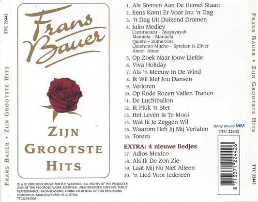 Frans Bauer - Zijn Grootste Hits (CD) Compact Disc Vinyl Zeer Goed / Hoesje Goed "VINYLSINGLES.NL"
