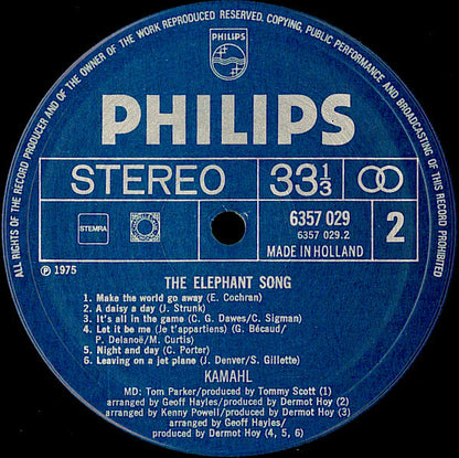 Kamahl - The Elephant Song (LP) Vinyl LP Vinyl Very Good (VG) <br> Hoes Good Plus (G+)