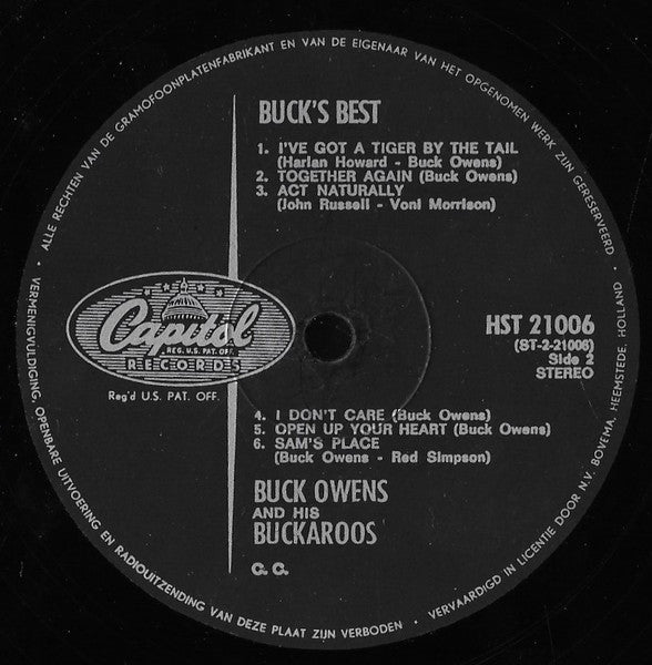 Buck Owens - Buck Best (LP) Vinyl LP Vinyl Very Good (VG) <br> Hoes Good Plus (G+)