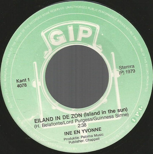 Ine & Yvonne - Eiland In De Zon Vinyl Singles Vinyl Goed / Hoes Generic